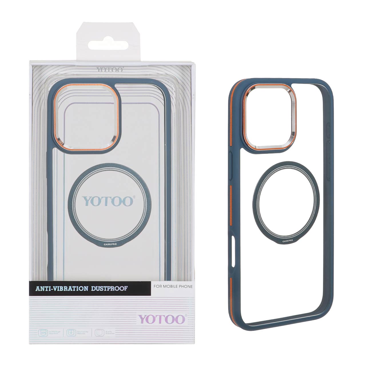 قاب اورجینال Yotoo شفاف MagSafe لنز فلزی Apple iPhone 16 Pro Max - سرمه ای (پک دار) - NTC