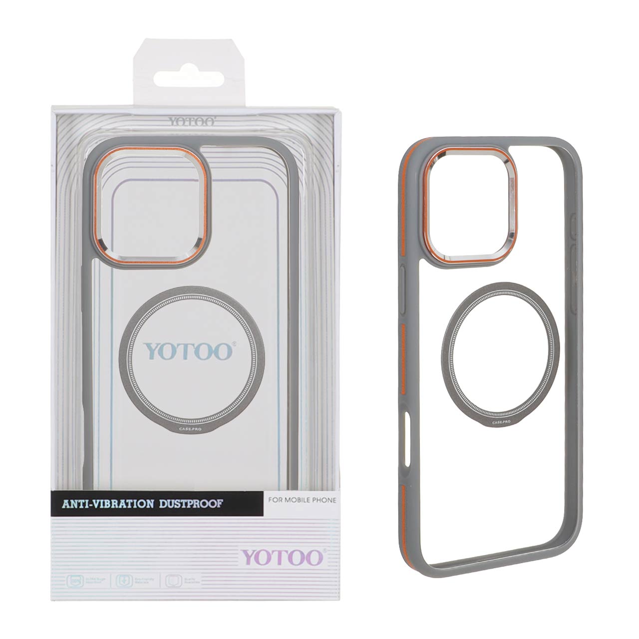 قاب اورجینال Yotoo شفاف MagSafe لنز فلزی Apple iPhone 16 Pro Max - خاکستری (پک دار) - NTC