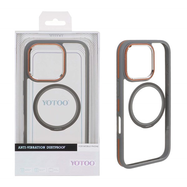 قاب اورجینال Yotoo شفاف MagSafe لنز فلزی Apple iPhone 16 Pro - خاکستری (پک دار) - NTC