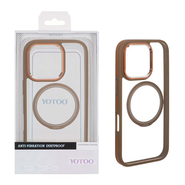 قاب اورجینال Yotoo شفاف MagSafe لنز فلزی Apple iPhone 16 Pro - صحرایی (پک دار) - NTC