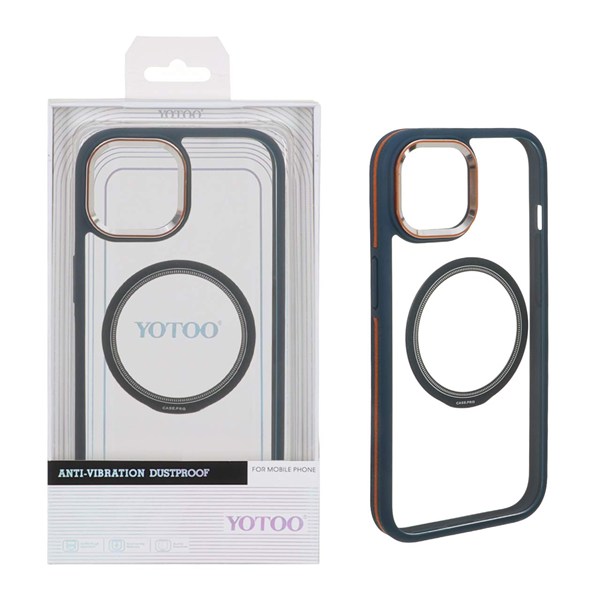 قاب اورجینال Yotoo شفاف MagSafe لنز فلزی Apple iPhone 15 / iPhone 14 / iPhone 13 - سرمه ای (پک دار) - NTC