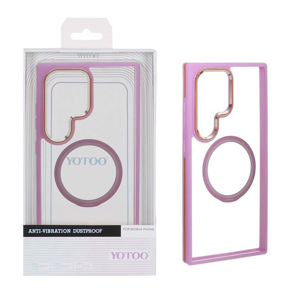قاب اورجینال Yotoo شفاف MagSafe لنز فلزی Samsung Galaxy S24 Ultra - یاسی (پک دار) - NTC