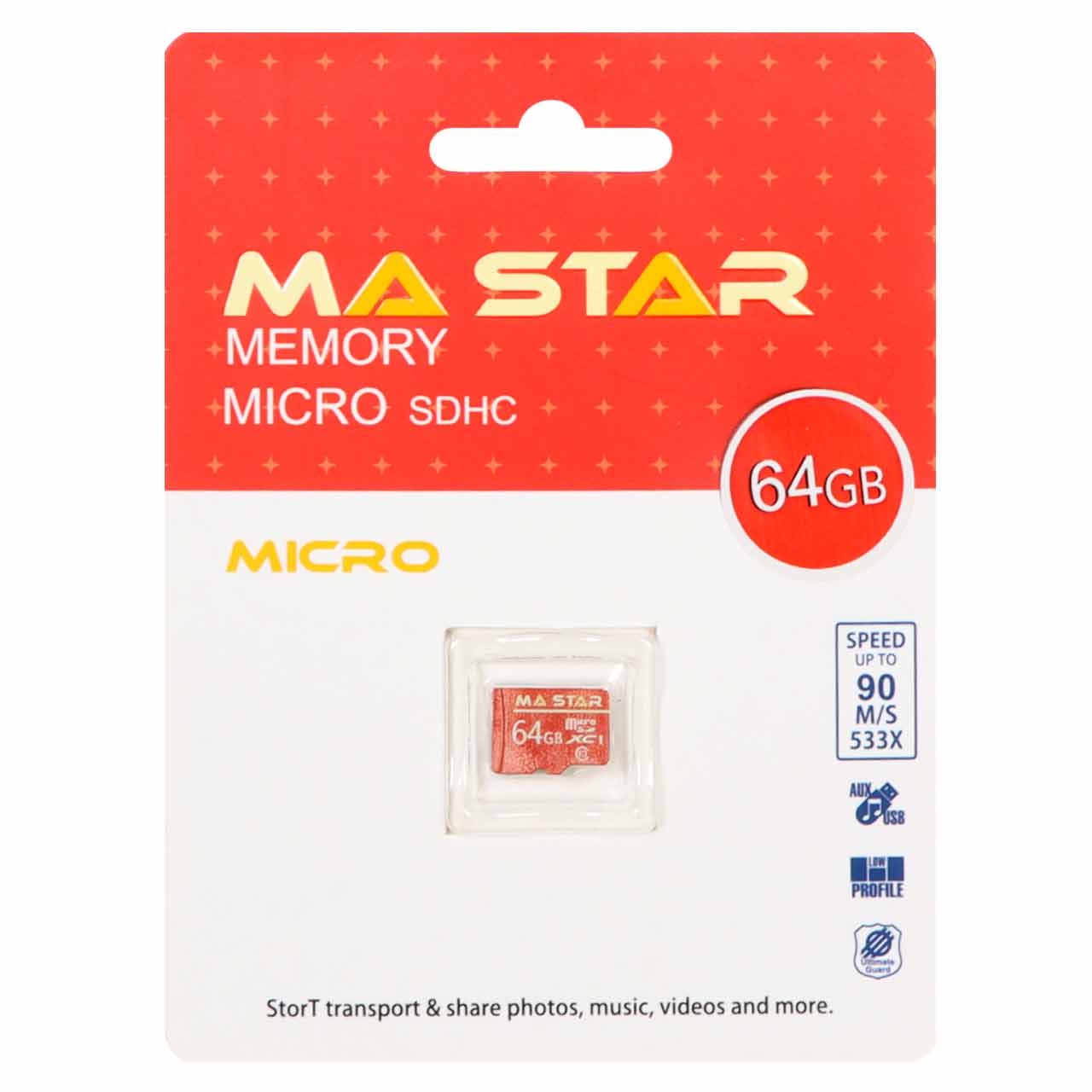 کارت حافظه MA Star MICROSDHC مدل 533X کلاس U1 سرعت 90MB/s ظرفیت 64GB - (گارانتی فراگامان)