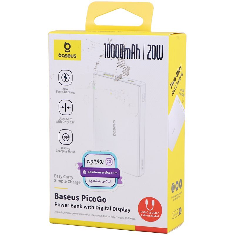پاور بانک فست شارژ باسئوس PicoGo P10076801123 PD 20W ظرفیت 10000 میلی آمپر ساعت