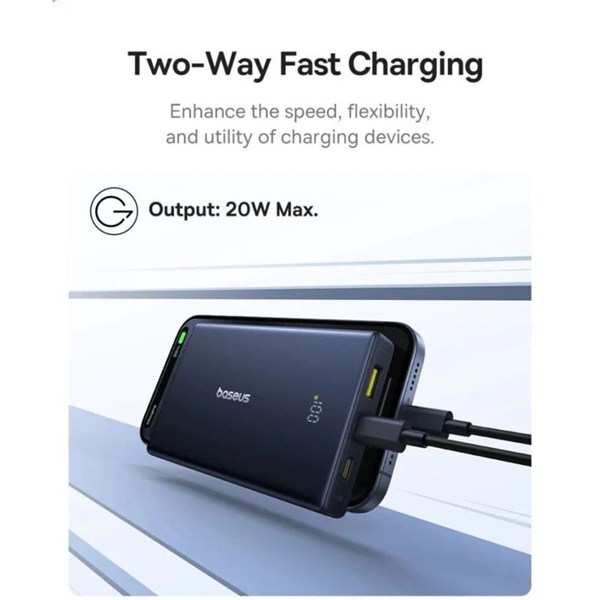 پاور بانک فست شارژ باسئوس PicoGo P10076801123 PD 20W ظرفیت 10000 میلی آمپر ساعت