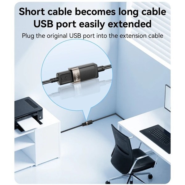 کابل افزایش طول USB یسیدو GS26 طول 1.5 متر