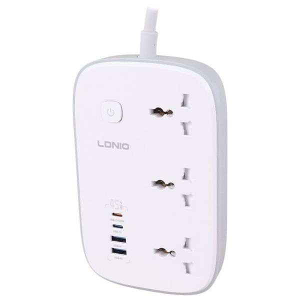 چند راهی 3 خانه ارت دار الدینیو SC6 با کابل 2 متری + شارژر USB و Type-C