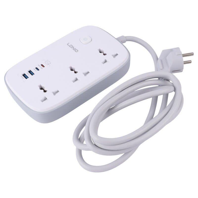 چند راهی 3 خانه ارت دار الدینیو SC6 با کابل 2 متری + شارژر USB و Type-C