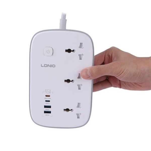 چند راهی 3 خانه ارت دار الدینیو SC6 با کابل 2 متری + شارژر USB و Type-C