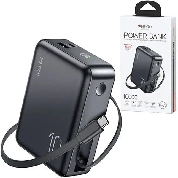 پاور بانک فست شارژ یسیدو YP70 PD 22.5W ظرفیت 10000 میلی آمپر ساعت