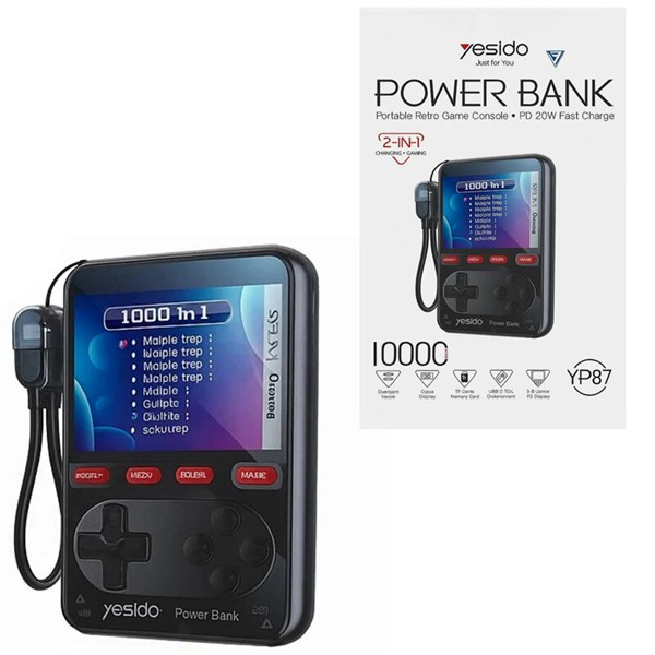 کنسول بازی و پاور بانک یسیدو YP87 PD 20W ظرفیت 10000 میلی آمپر ساعت