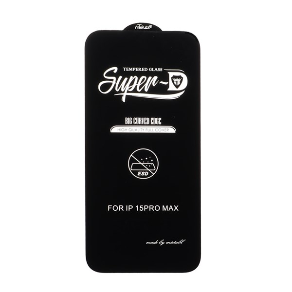 محافظ صفحه نمایش شیشه ای Apple iPhone 15 Pro Max - Full Cover Super D Mietubl - ESD - مشکی (بدون پک) - NTC ORG