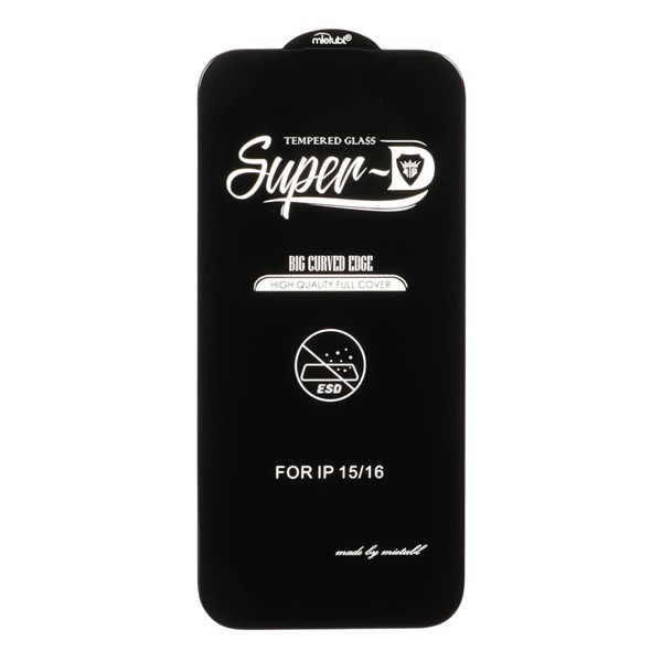 محافظ صفحه نمایش شیشه ای Apple iPhone 16 - Full Cover Super D Mietubl - ESD - مشکی (بدون پک) - NTC ORG