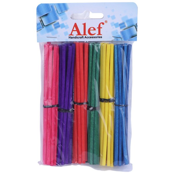 میله چوبی گرد رنگی Alef قطر 4 میلی متر بسته 6 عددی