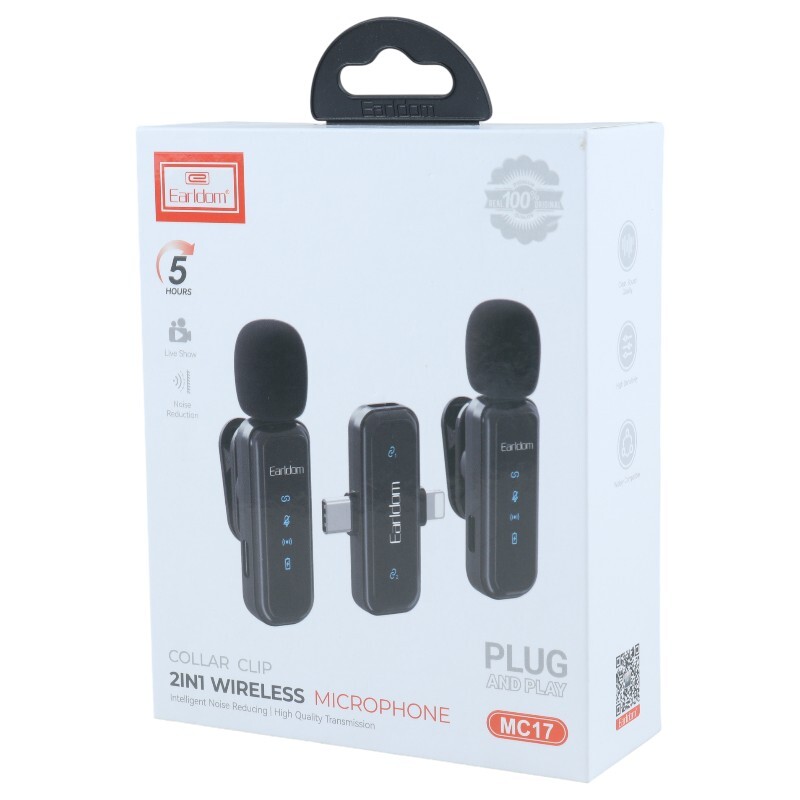 میکروفون یقه ای بی سیم دوتایی ارلدام ET-MC17 Type-C / Lightning