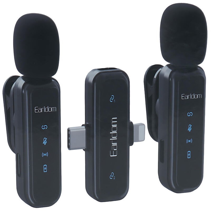 میکروفون یقه ای بی سیم دوتایی ارلدام ET-MC17 Type-C / Lightning