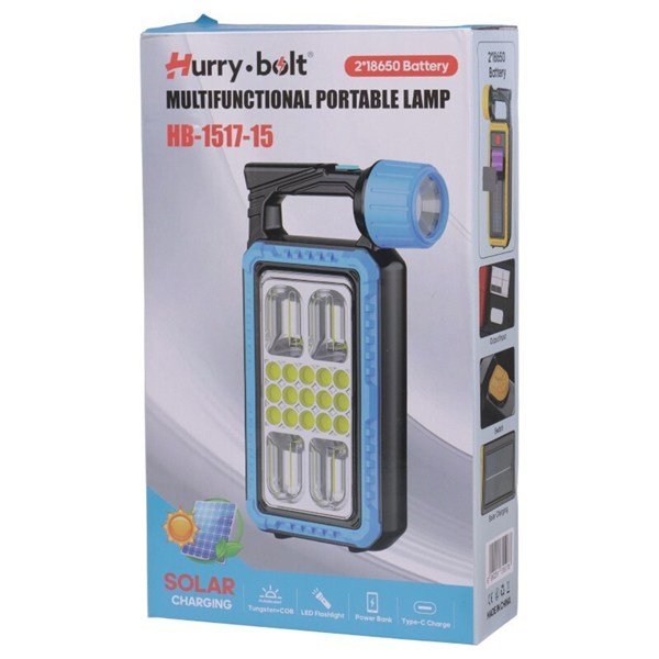 چراغ قوه شارژی خورشیدی Hurry Bolt HB-1517-15