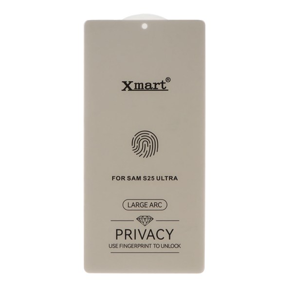 محافظ صفحه نمایش شیشه ای بدون حاشیه Xmart Privacy 3D Large Arc مدل Samsung Galaxy S25 Ultra