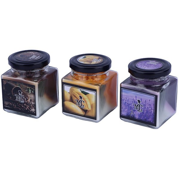 شمع شیشه ای عطری مکعبی دو رنگ ماموت کندل