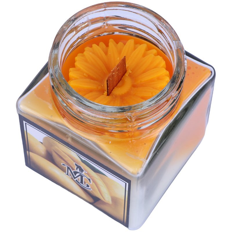 شمع شیشه ای عطری مکعبی دو رنگ ماموت کندل