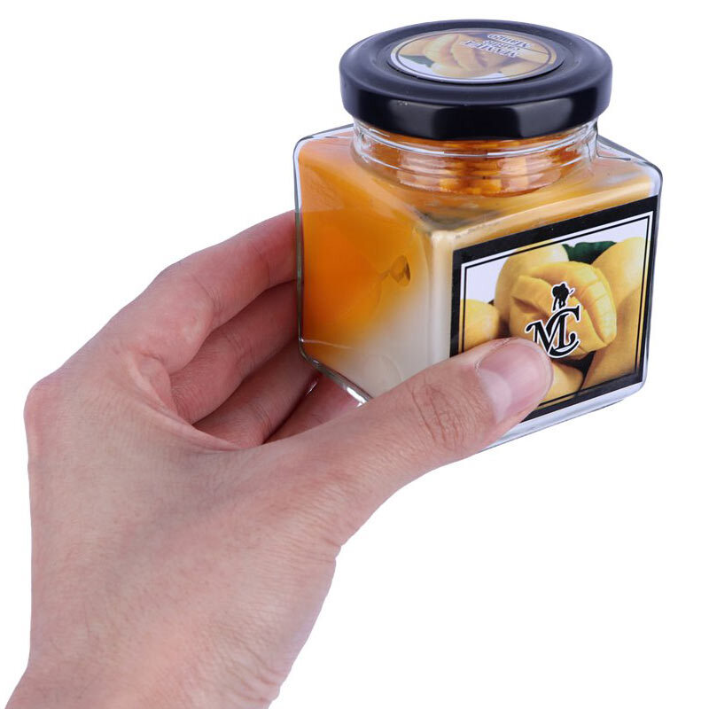 شمع شیشه ای عطری مکعبی دو رنگ ماموت کندل