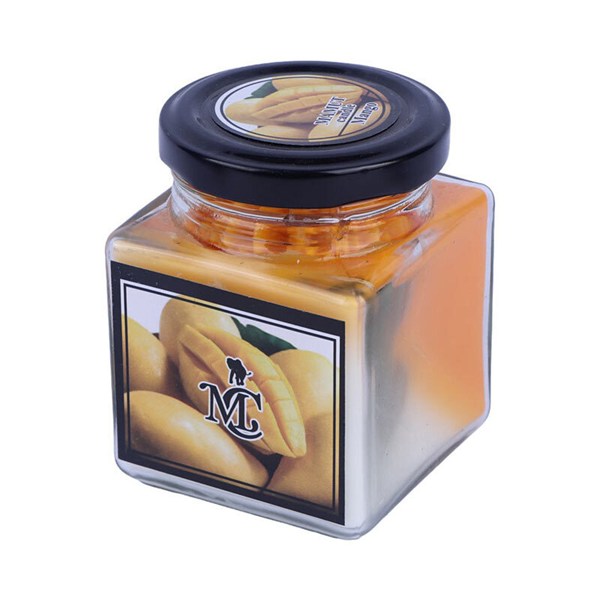 شمع شیشه ای عطری مکعبی دو رنگ ماموت کندل