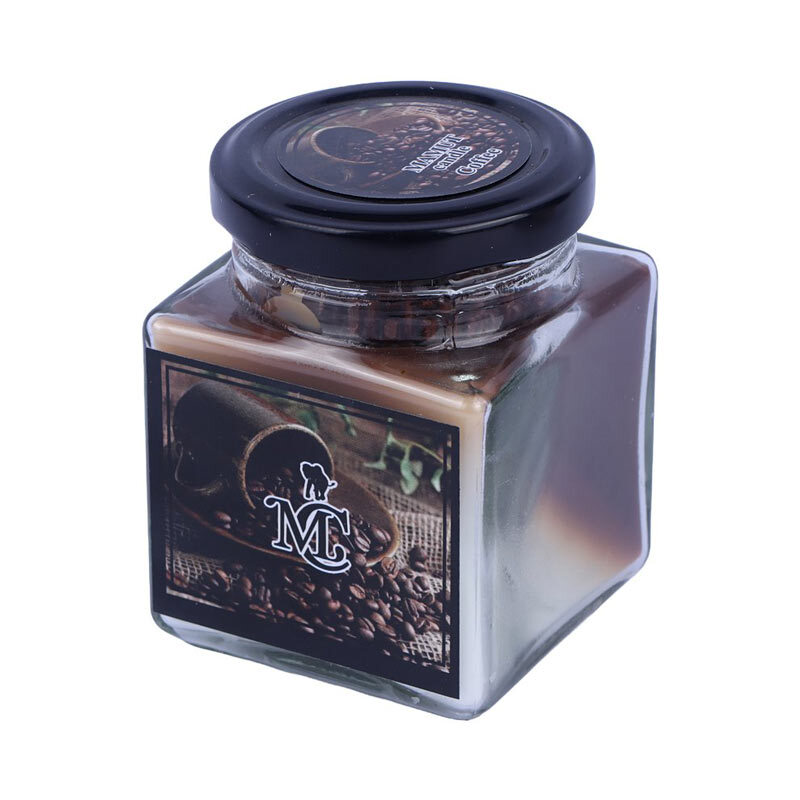 شمع شیشه ای عطری مکعبی دو رنگ ماموت کندل