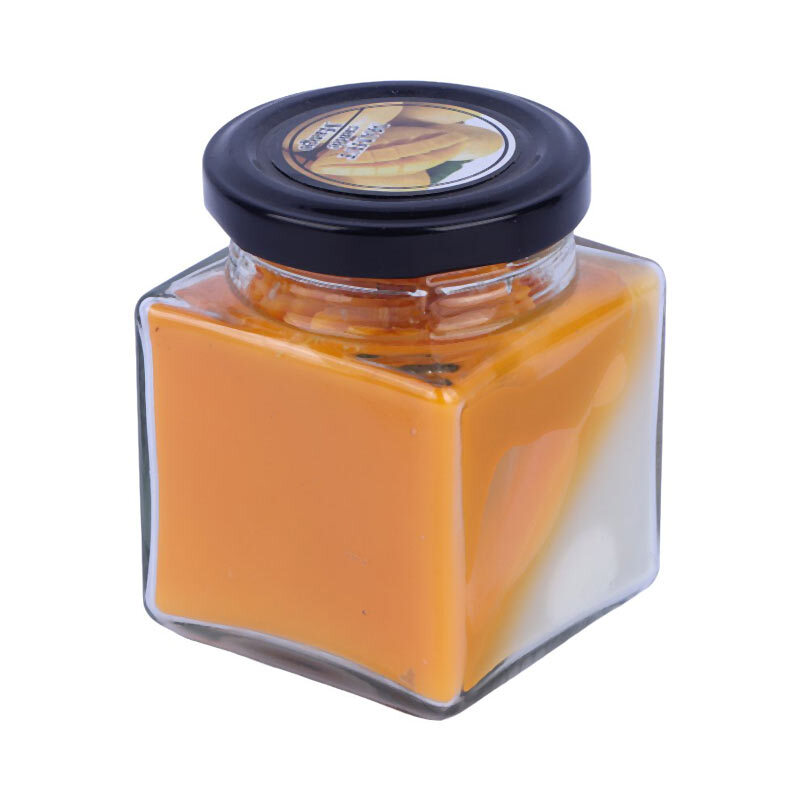 شمع شیشه ای عطری مکعبی دو رنگ ماموت کندل