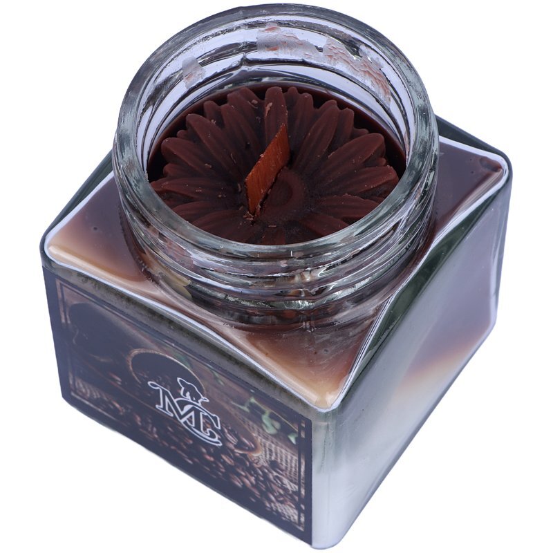 شمع شیشه ای عطری مکعبی دو رنگ ماموت کندل
