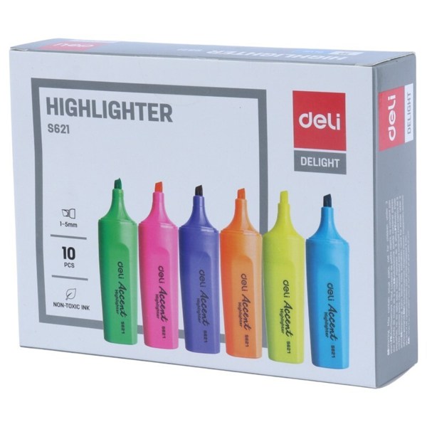 ماژیک هایلایت دلی نوک تخت Delight S621 بسته 10 عددی