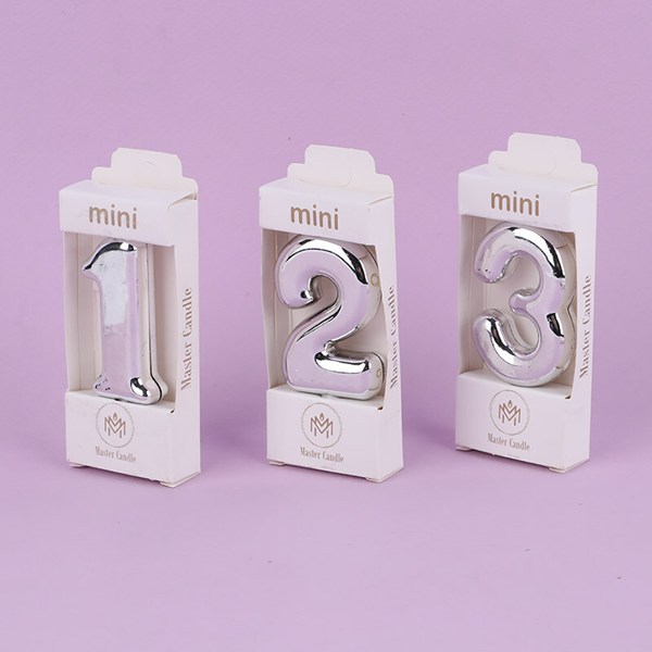 شمع تولد اعداد نقره ای مستر کندل Mini