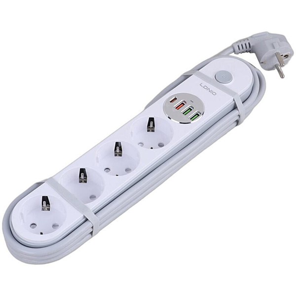 چند راهی 4 خانه الدینیو SE1 با کابل 2 متری + شارژر USB و Type-C