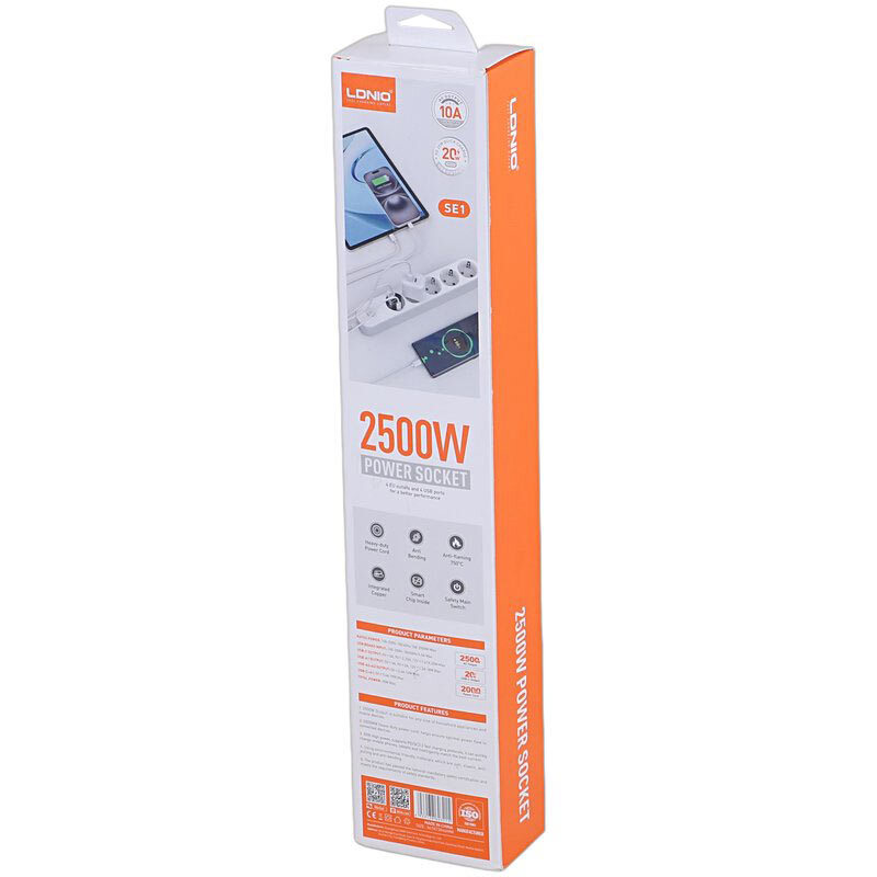 چند راهی 4 خانه الدینیو SE1 با کابل 2 متری + شارژر USB و Type-C