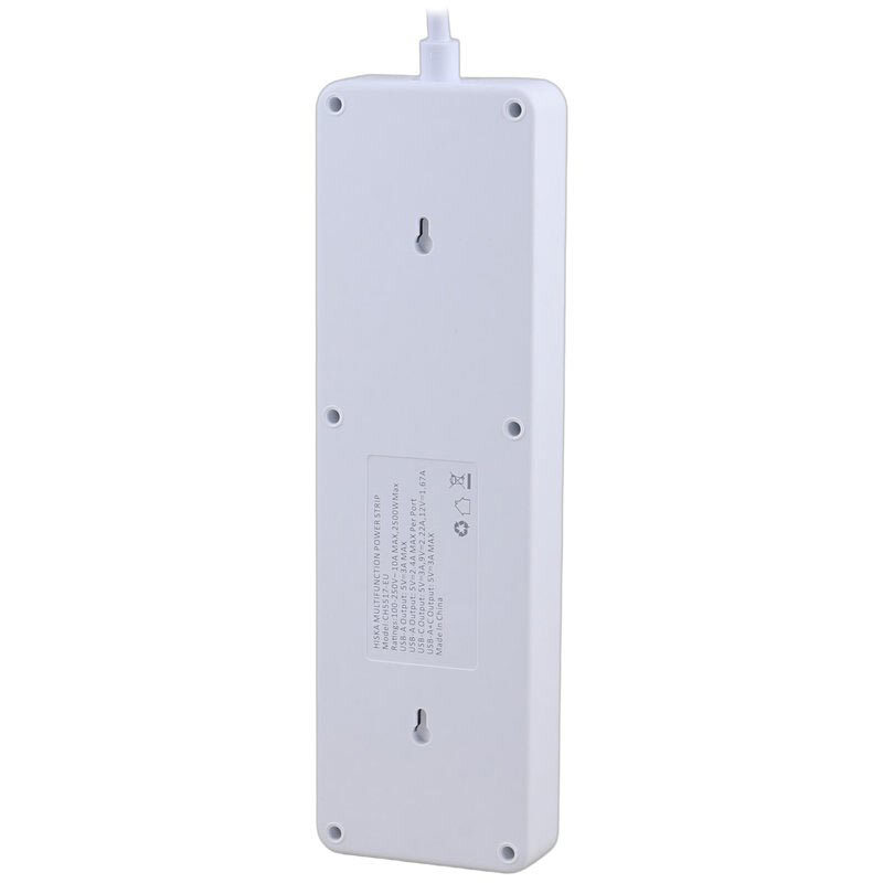 چند راهی 5 خانه هیسکا CH-5517EU با کابل 2 متری + شارژر USB و Type-C