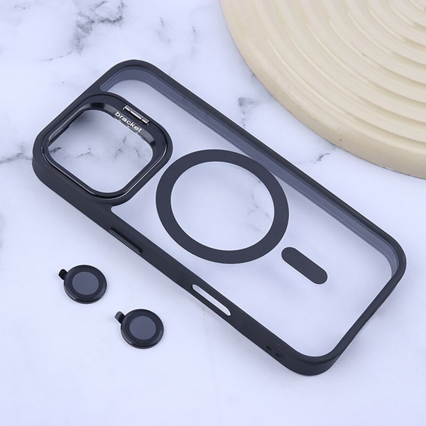 قاب PC مگ سیف Bracket آیفون iPhone 17 استندشو با محافظ لنز رینگی