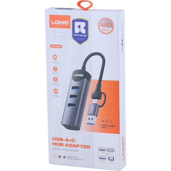 هاب 4 پورت Type-C / USB3.0 الدینیو DS-144UC