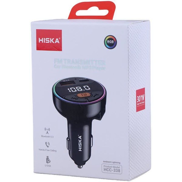 شارژر فندکی و اف ام پلیر بلوتوثی 30 وات هیسکا HCC-338