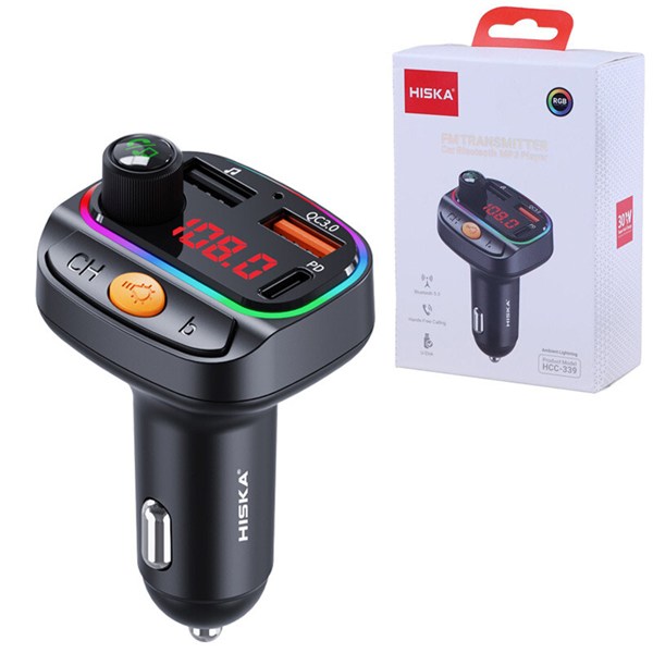 شارژر فندکی و اف ام پلیر بلوتوثی 30 وات هیسکا HCC-339