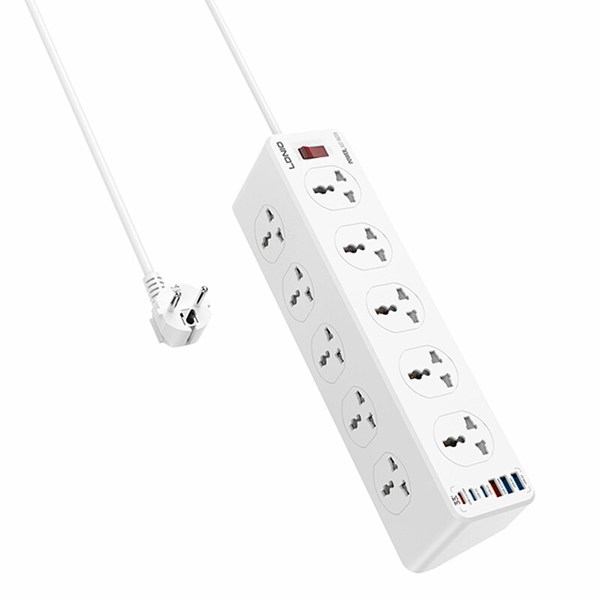 چند راهی 10 خانه الدینیو SC10610C با کابل 2 متری + شارژر USB و Type-C