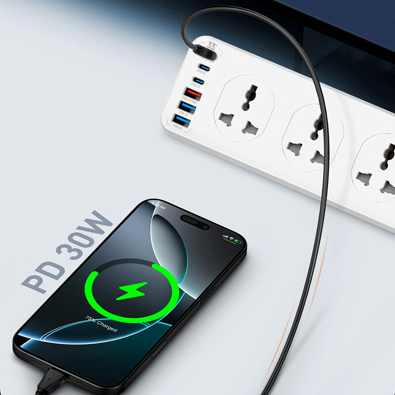 چند راهی 10 خانه الدینیو SC10610C با کابل 2 متری + شارژر USB و Type-C