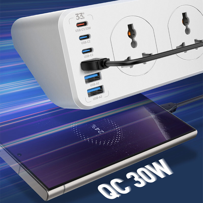 چند راهی 10 خانه الدینیو SC10610C با کابل 2 متری + شارژر USB و Type-C