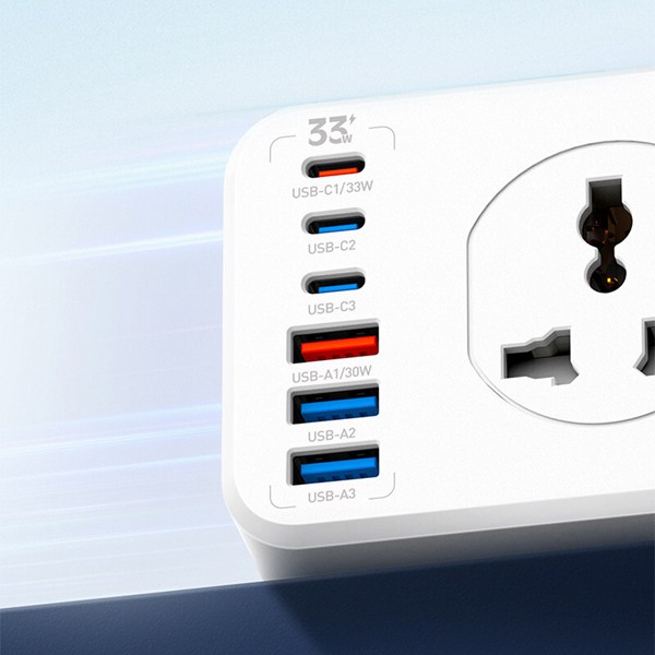 چند راهی 10 خانه الدینیو SC10610C با کابل 2 متری + شارژر USB و Type-C