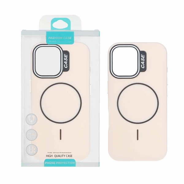قاب طرح سیلیکون Magsafe پاستیلی Apple iPhone 17 - کرم (پک دار)