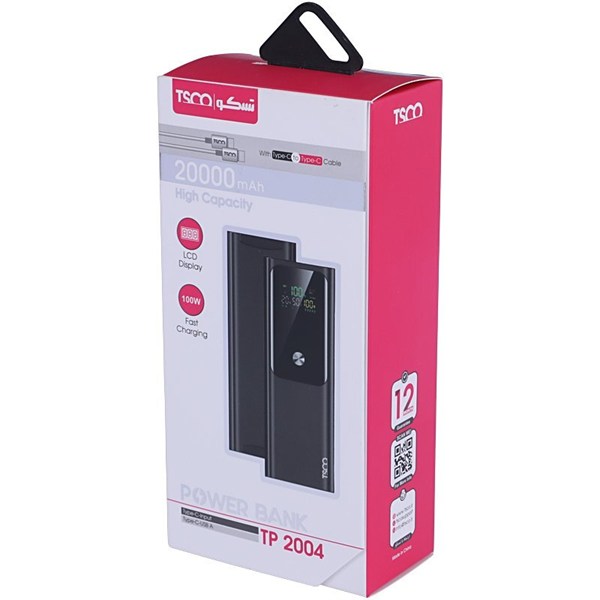 پاور بانک فست شارژ تسکو TP 2004 PD 100W ظرفیت 20000 میلی آمپر ساعت