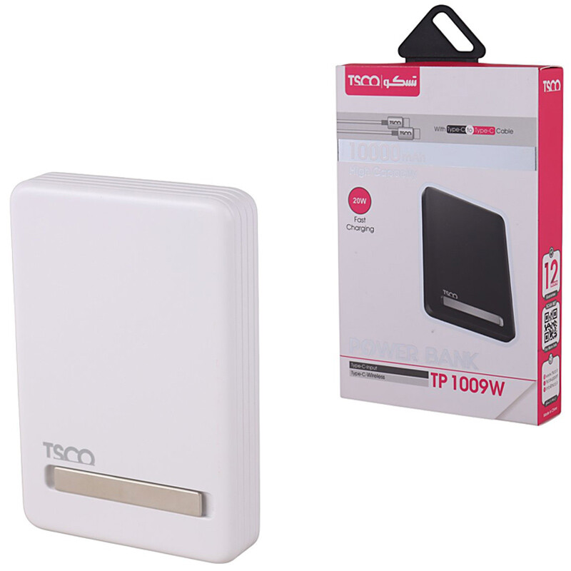 پاور بانک بی سیم فست شارژ تسکو TP 1009W QC3.0 PD 20W ظرفیت 10000 میلی آمپر ساعت