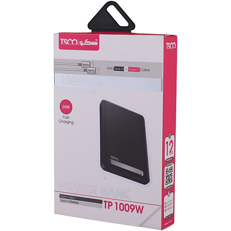 پاور بانک بی سیم فست شارژ تسکو TP 1009W QC3.0 PD 20W ظرفیت 10000 میلی آمپر ساعت