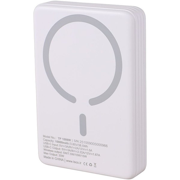 پاور بانک بی سیم فست شارژ تسکو TP 1009W QC3.0 PD 20W ظرفیت 10000 میلی آمپر ساعت