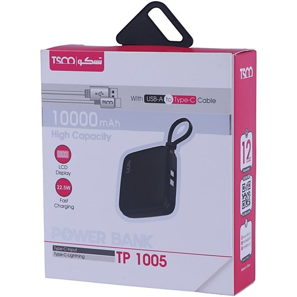 پاور بانک فست شارژ تسکو TP 1005 PD QC3.0 22.5W ظرفیت 10000 میلی آمپر ساعت