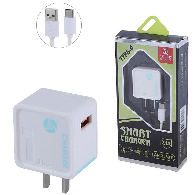 شارژر دیواری 10.5 وات Aople AP-3589T 2.1A + کابل تایپ سی