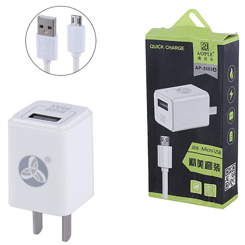 شارژر دیواری 6 وات Aople AP-3583A 1.2A + کابل میکرو یو اس بی